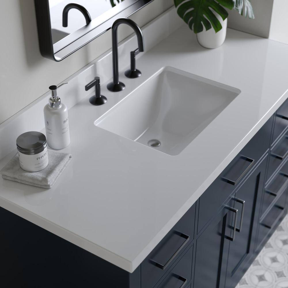 Midnight Blue 49" Freestanding Single Vanity with White Quartz Top