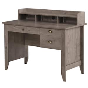 47.25 in. Rectangular Grey 3-Drawer Writing Desk with Top Shelf and Open Cabinet