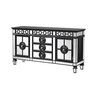 Varian II Black and Silver Server with 2-Doors and 6-Drawers