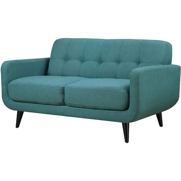 Hanover Capri 63 in. Teal Blue Modern Fabric 2-Seat Loveseat