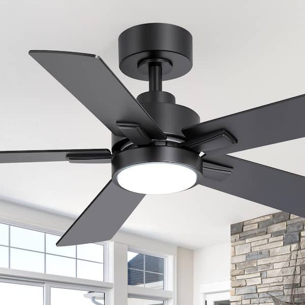 Vladimir 42 in. Integrated LED Indoor Black Ceiling Fan with Light and Remote Control Included