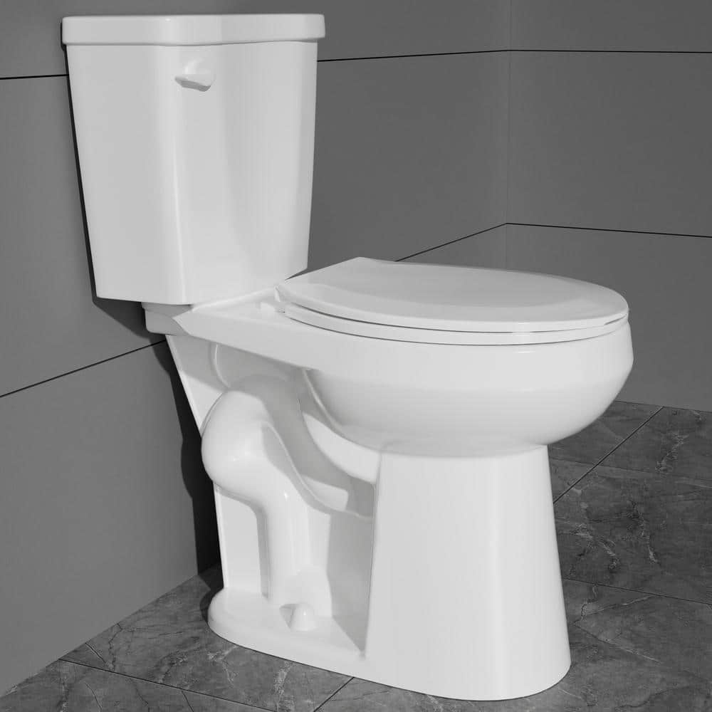 21 in. Extra Tall 2-Piece Toilet 1.28 GPF Single Flush Round Bowl Toilet in White 12 in. Rough in with Soft Close Seat price history on PriceWatchPro