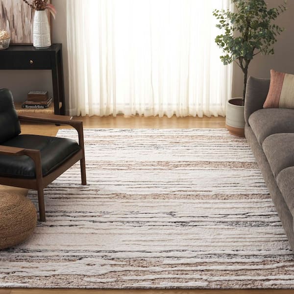 Tribeca 6 ft. x 9 ft. Ivory/Brown Faded Striped Area Rug