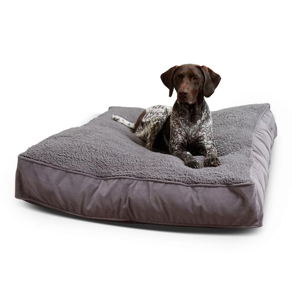 Happy Hounds Buster Deluxe Large Gray Sherpa Dog Bed