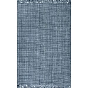 Natura Chunky Loop Jute Blue Doormat 3 ft. x 5 ft. Area Rug