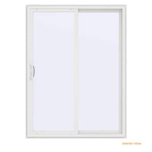 60 in. x 80 in. V-4500 Contemporary Black FiniShield Vinyl Right-Hand Full Lite Sliding Patio Door w/White Interior