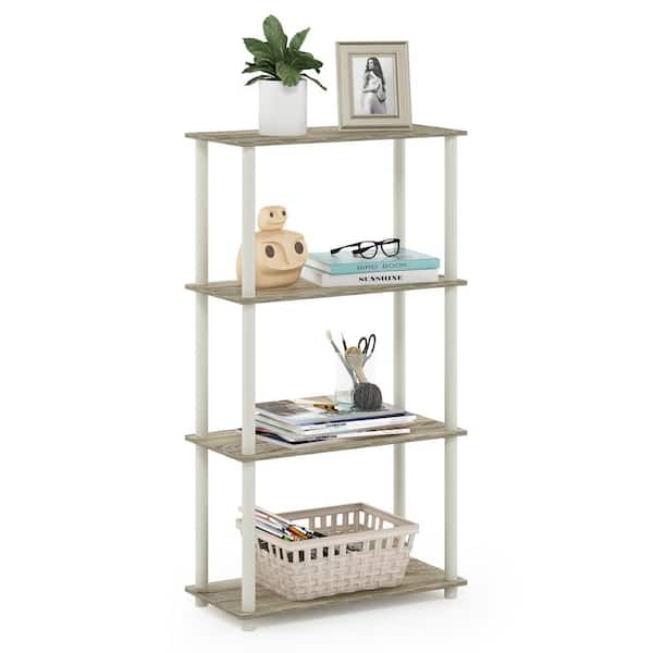 Furinno Turn-N-Tube Sonoma Oak/White 4-Tier Multipurpose-Shelf