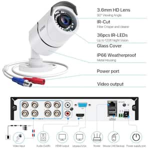 8-Channel 1080p 2TB DVR Security Camera System with 4 Wired Outdoor Cameras, Motion Detection, Night Vision