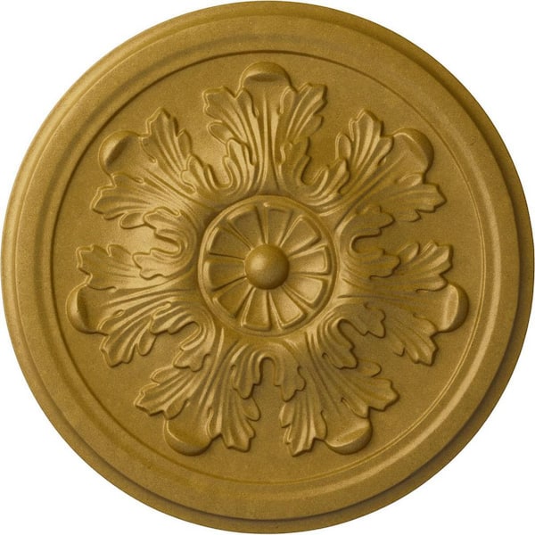 Ekena Millwork 7/8 in. x 12-3/4 in. x 12-3/4 in. Polyurethane Legacy Acanthus Ceiling Medallion, Pharaohs Gold