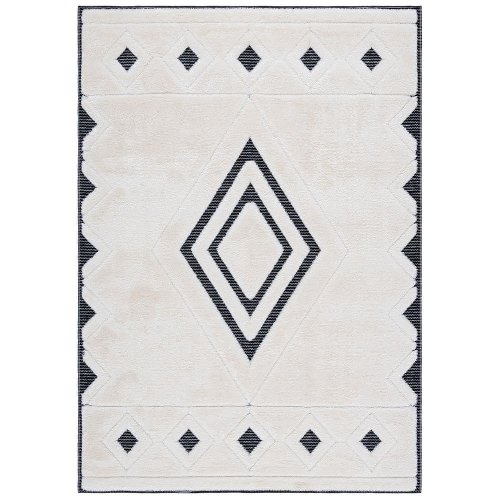 SAFAVIEH Celebrity 9 ft. x 12 ft. Ivory/Black Diamond Area Rug CEL804H ...