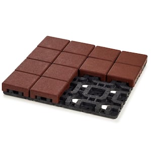 Pavers with Grid 16 in. x 16 in. x 1.75 in. Square Redwood Rubber Kit Pavers (1-Piece/1.78 sq. ft. )