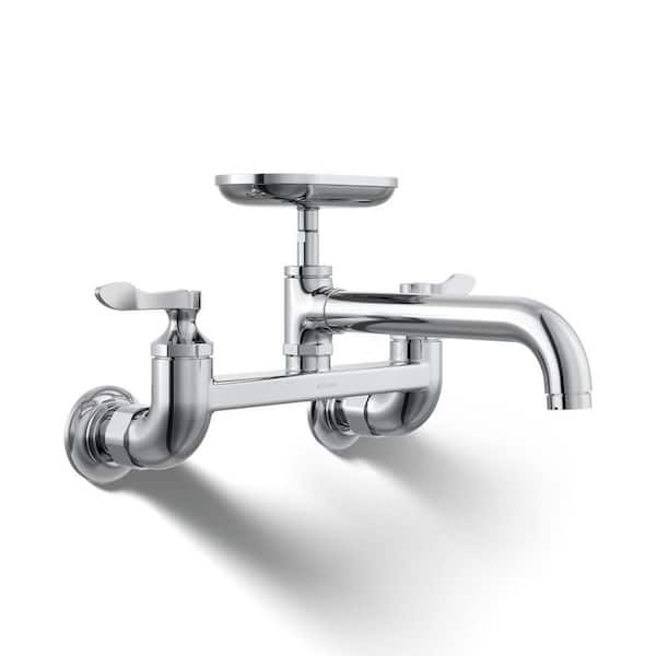 Clearwater 2 Handle Bridge Kitchen Faucet in Polished Chrome