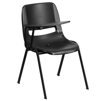 Black Ergonomic Shell Chair with Right Handed Flip-Up Tablet Arm