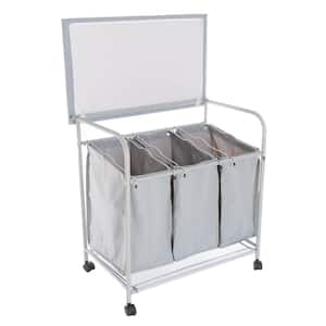 29.5 in. Rolling 3 Bin Laundry Sorter and Ironing Station