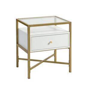 Harper 21.732 in. H White 1-Drawer End Table