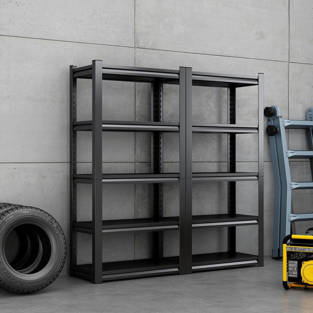 Black Heavy Duty Steel 5-Tier Adjustable Garage Shelving Unit