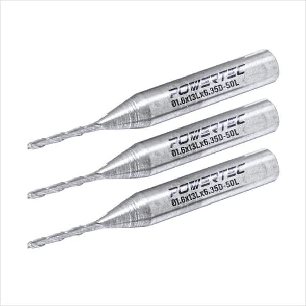 1/16 in. x 1/4 in. Shank Up Cut Tungsten Carbide Spiral Router Bit (3-Pack)
