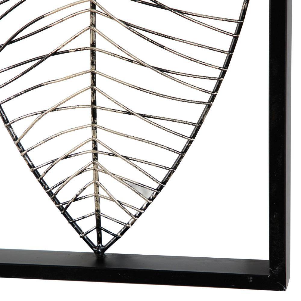 46 in. Black Iron Leaf Wall Art with Frame