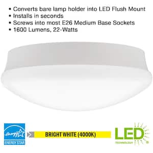Spin Light 11 in. 1600 Lumens LED Flush Mount Garage Closet Laundry Light 22-Watts 4000K Bright White (4-Pack)