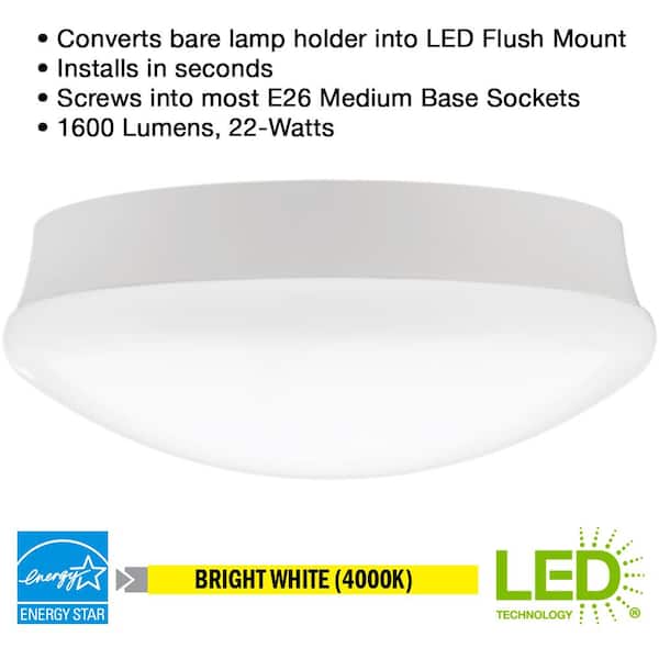 Spin Light 11 in. 1600 Lumens LED Flush Mount Garage Closet Laundry Light 22-Watts 4000K Bright White (4-Pack)