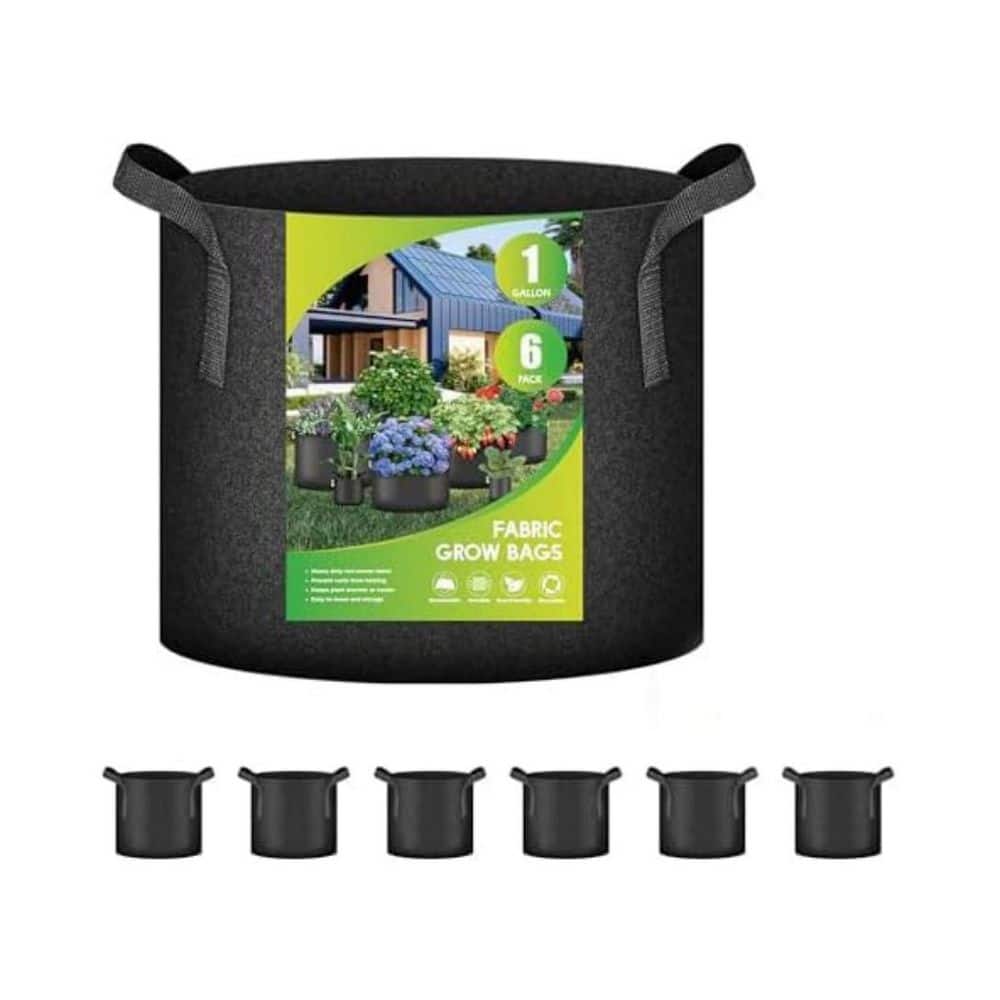 1 gal. 6-Pack Black Heavy Duty Grow Bag Nonwoven Fabric Plant Pots with Aeration and Nylon Handles for Planting price history on PriceWatchPro