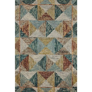 Spectrum Lagoon/Spice 2 ft. 3 in. x 3 ft. 9 in. Contemporary Wool Pile Area Rug