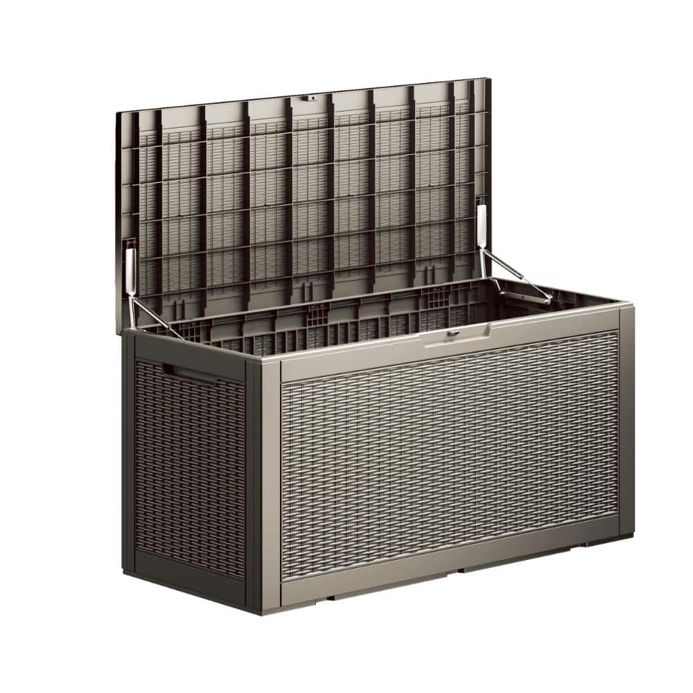 100 Gal Resin Deck Box, Lockable Patio Outdoor Storage Box for Furniture, Garden Tools, Waterproof Outside Storage Boxes price history on PriceWatchPro