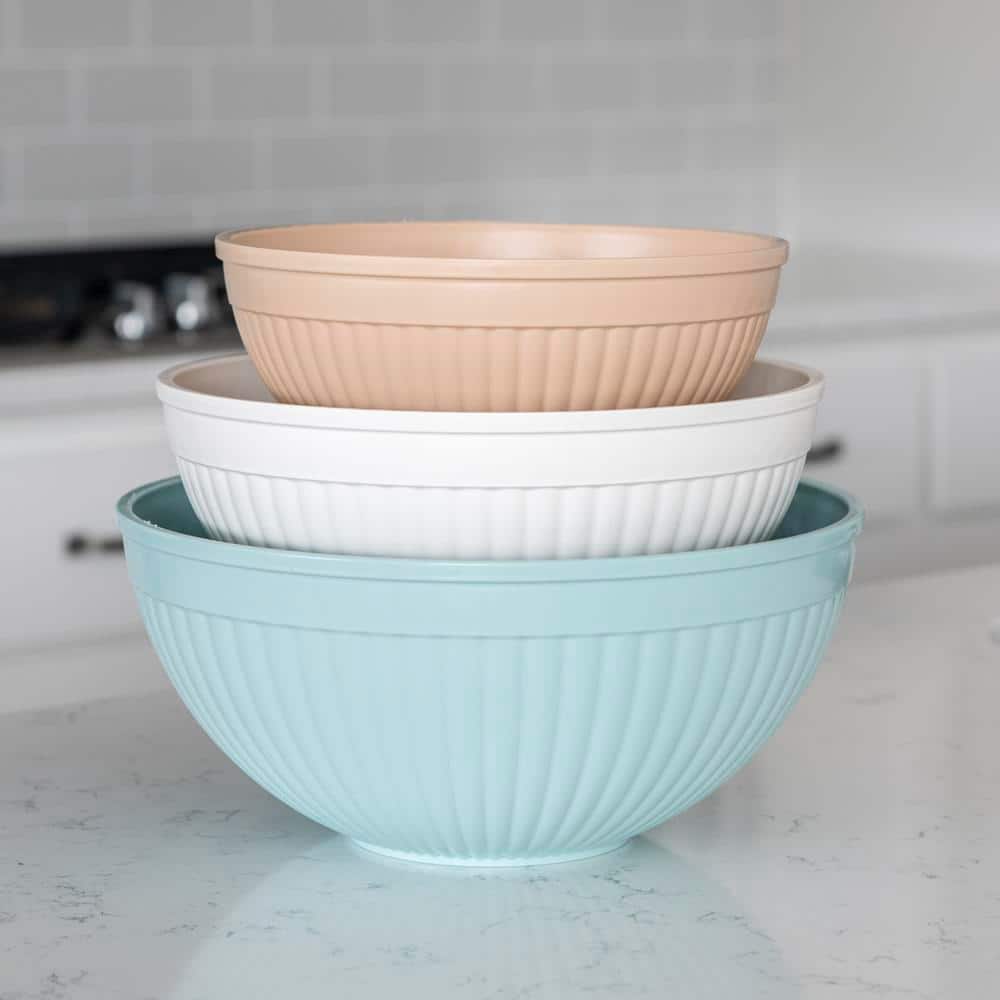 Earth-Tone 3-Piece Melamine Mixing Bowl Set