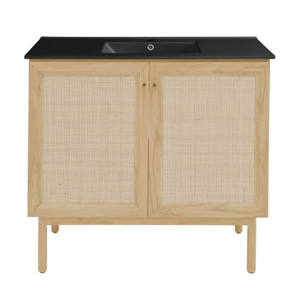 Classe 36 in. W Bathroom Vanity in Natural Oak with Black Ceramic Sink Top price history on PriceWatchPro
