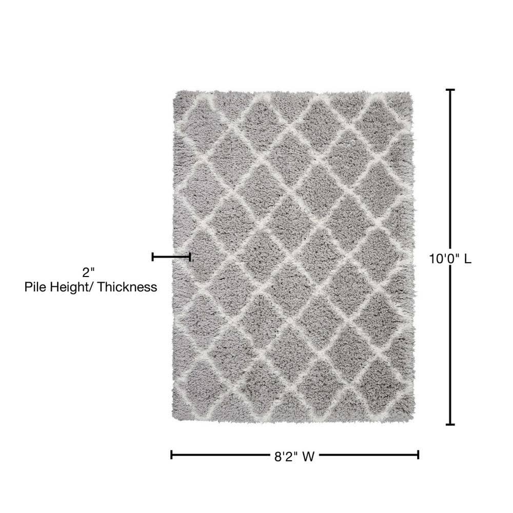 Ultra Plush Grey and Ivory Sheepskin Shag Area Rug, 8' x 10'