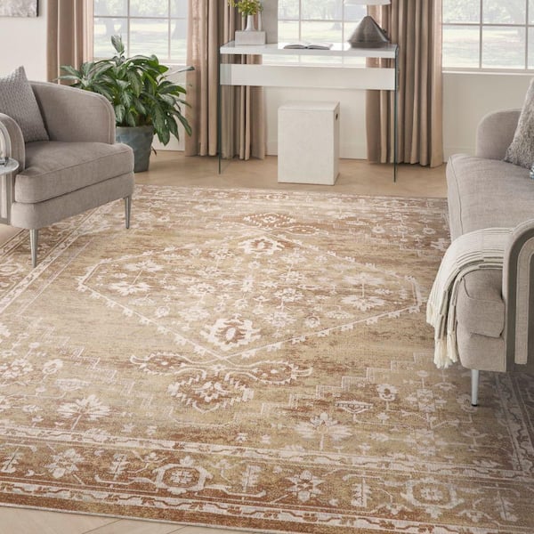 Astra Machine Washable Rust Multicolor 9 ft. x 12 ft. Center medallion Traditional Area Rug