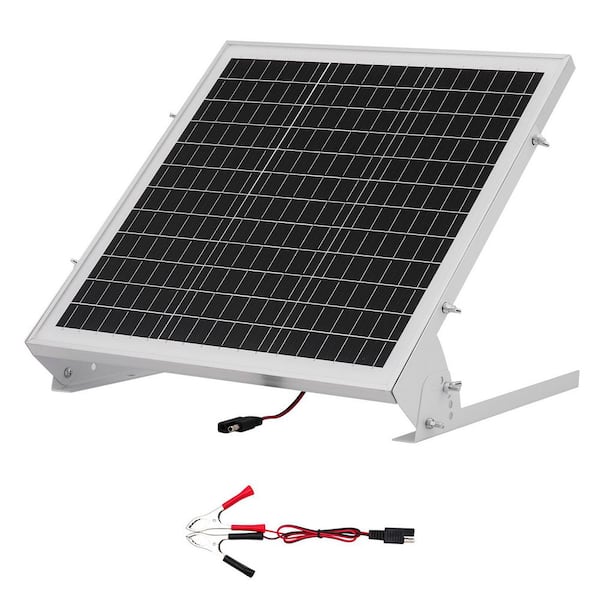 12V 20W Solar Battery Charger, 1.28 ft. Monocrystalline Silicon Solar Panel Single Panel MPPT Controller IP65 Waterproof