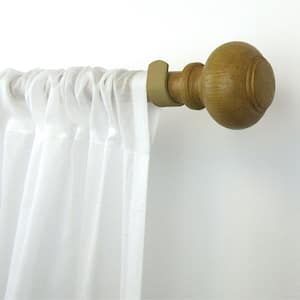 Rhinebeck 86 in. - 120 in. Adjustable 1 in. Single Curtain Rod in Maple with Ball Finial