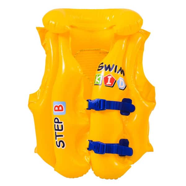 Pool Central 66 lbs. Yellow Swim Kid Step B Inflatable Unisex Water or Swimming Pool Training Vest