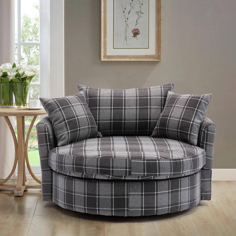 J&E Home Gray Polyester Fabric 3Seats Manual Recliners Sofa Chair Adjustable with Thick Seat