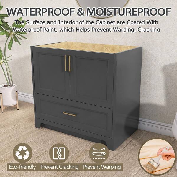 Zeafive Gey 36 in. Bath Vanity Cabinet without Top Solid
