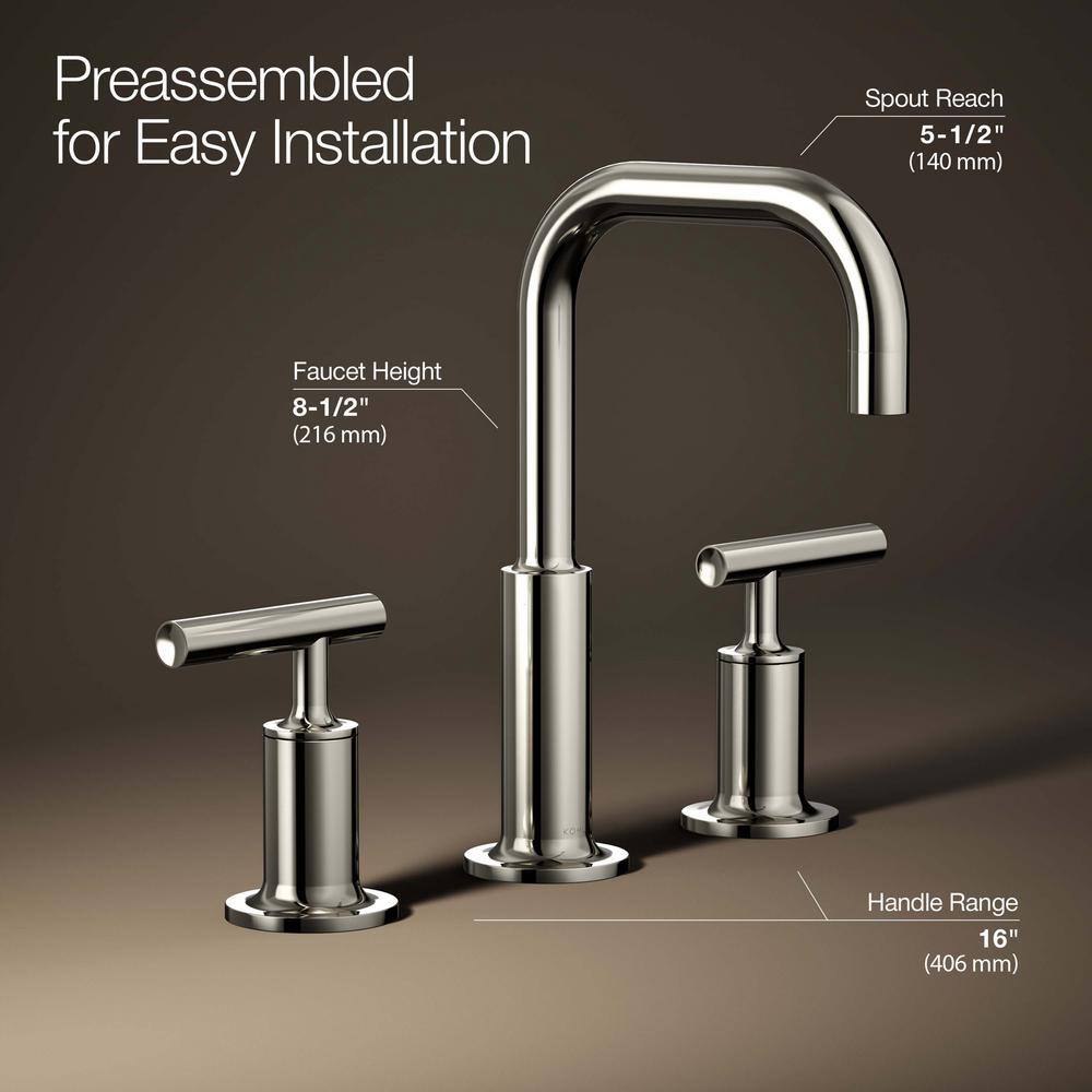 Purist Polished Nickel 8" Widespread Lavatory Faucet with Low Lever Handles