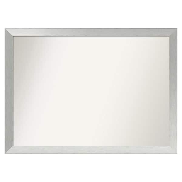 Amanti Art Brushed Sterling Silver 48 in. x 35 in. Custom Non-Beveled Wood Framed Bathroom Vanity Wall Mirror