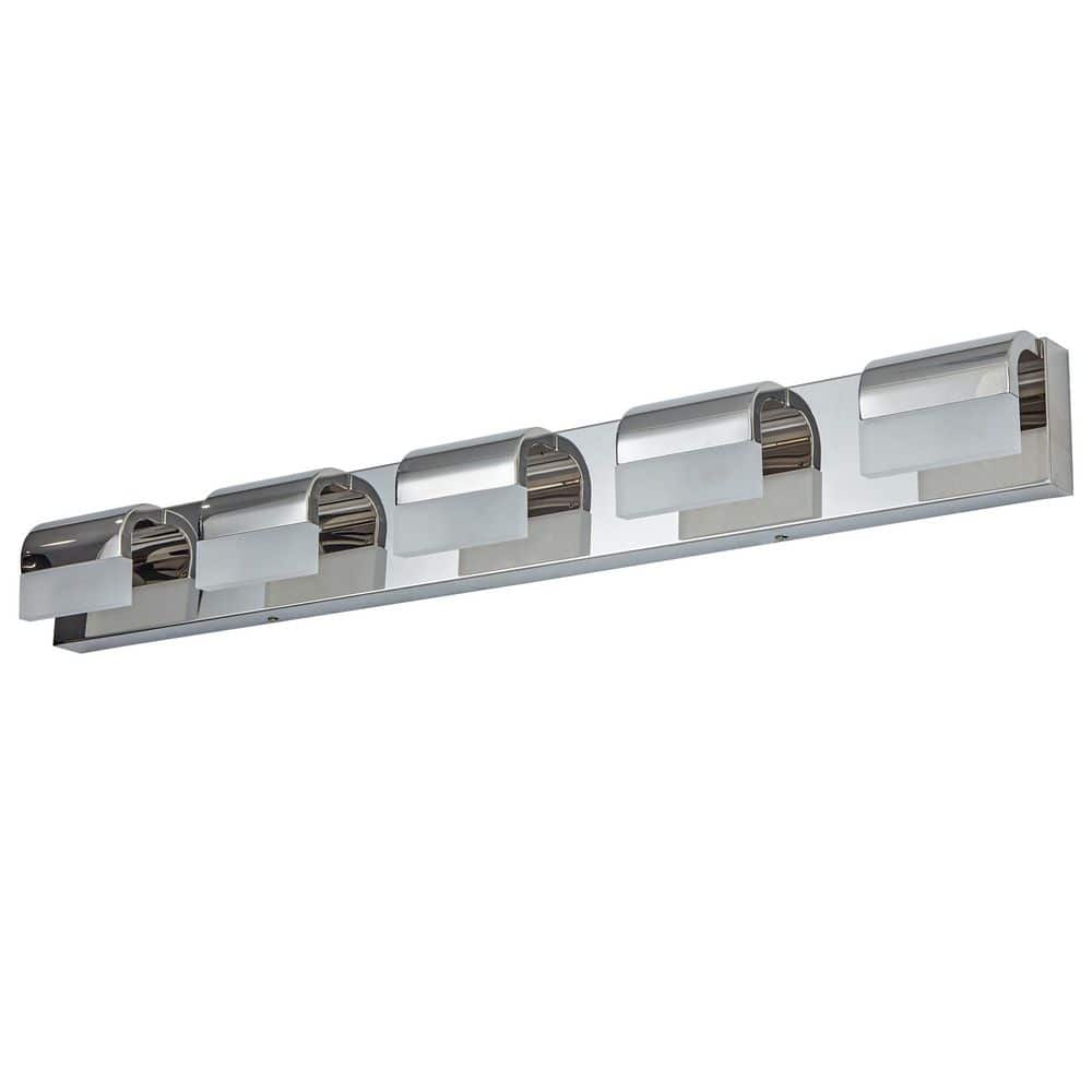 38 in. 5-Light Modern Chrome LED Vanity Light Bar with Acrylic Shades for Mirror, Shower, and Bathroom Decor price history on PriceWatchPro
