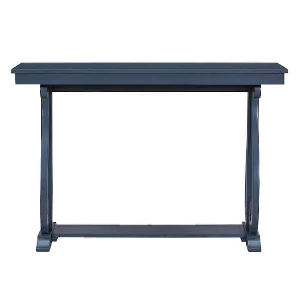 Nestfair 48 in. Navy Blue Rectangle MDF Console Table with Open Shelf