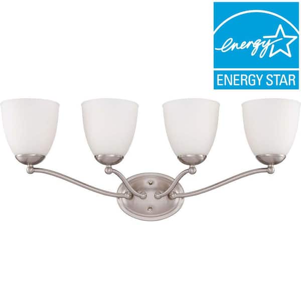 Illumine 4-Light Brushed Nickel Vanity Fixture with Frosted Glass Shade