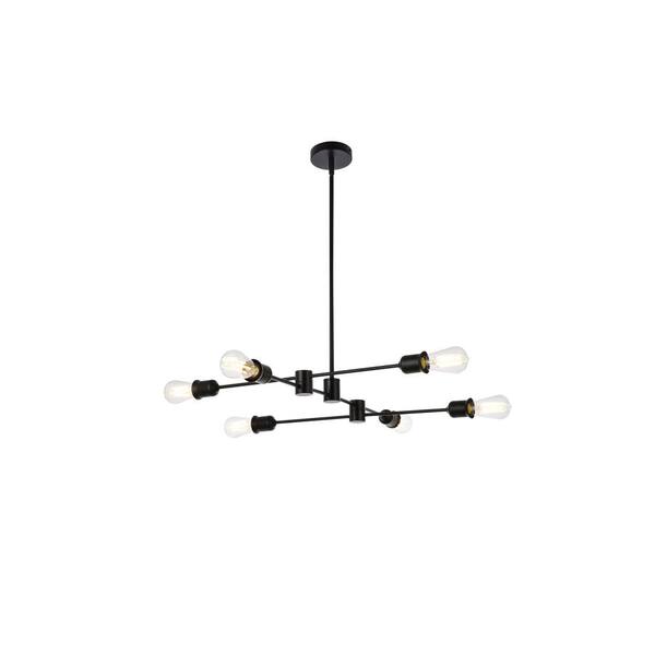 Home Living 40Watt 6Light Black Pendant Light with No Shade, No Bulbs
