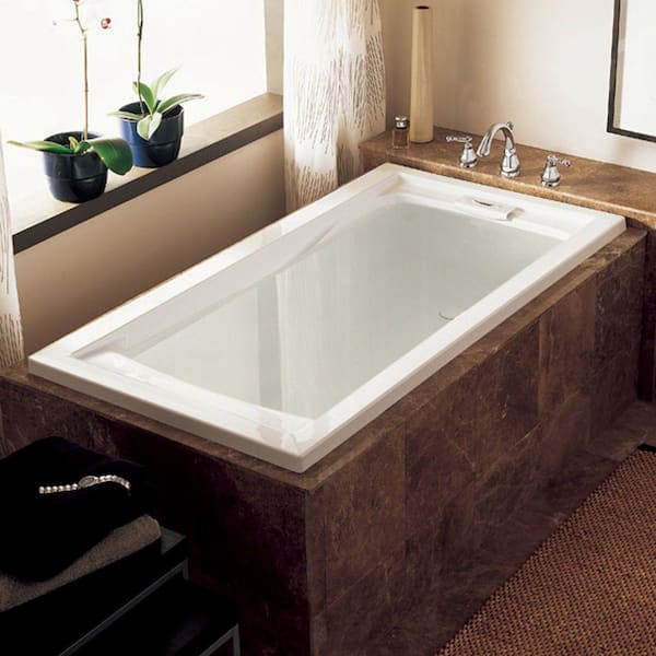 Acrylic Reversible Drain Bathtub, 64 Inch Long Bathtub