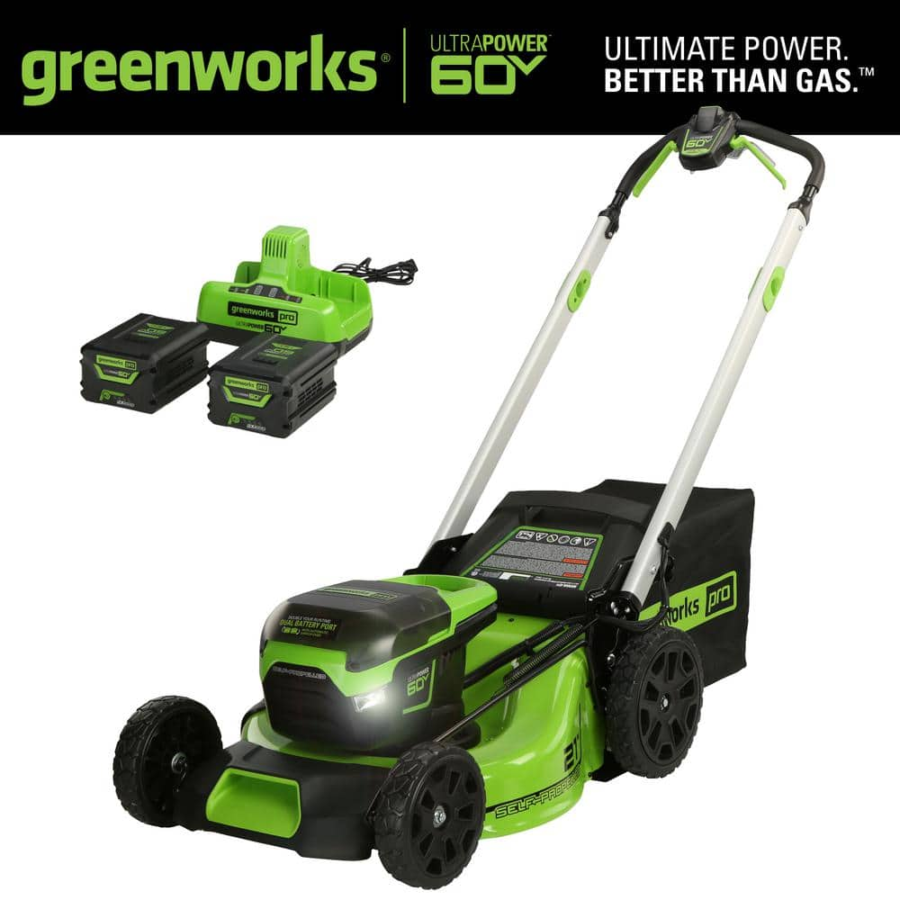 Greenworks PRO 21 in. 60Volt Battery Cordless SelfPropelled Lawn