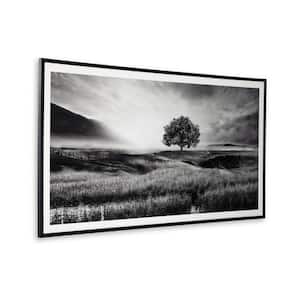 Black and White Wooden Framed D Ring Landscape Wrapped Canvas Wall Art Decor