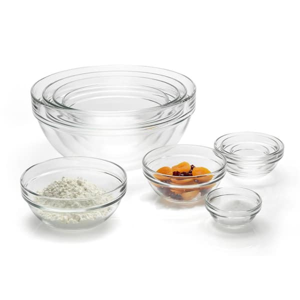 Set of 4 Stackable 3.5-inch Serving/Mixing Prep Clear Glass Bowls.
