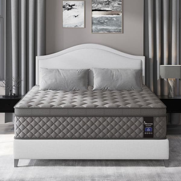 Queen Medium Firm 14 in. Hybrid Gel Memory Foam with Euro Top, Pocket Spring, Edge Support and Bed-in-a-Box Mattress ﻿