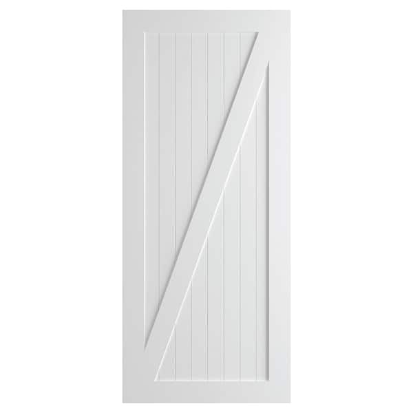Builders Choice 42 in. x 84 in. Reversible Z Panel V-Groove Solid Core Square Sticking Primed Interior Wood Barn Door Slab