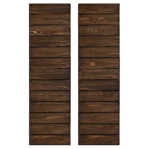 14 in. x 54 in Horizontal Slat Coffee Brown Board and Batten Shutters Pair