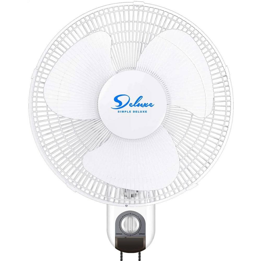 Quality 16 in. 3 Fan Speeds Wall Fan in White with 60 Degrees Tilt, Oscilla